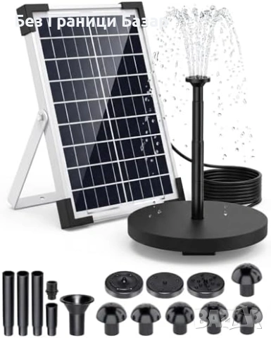 Нов Градински соларен фонтан помпа с маркуч и приставки за градина и езерце
