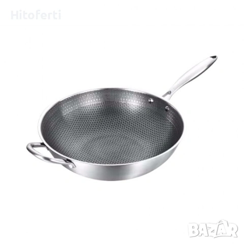 Уок тиган, От неръждаема стомана, С незалепващо покритие HAUSBERG HB-H-LUX-848