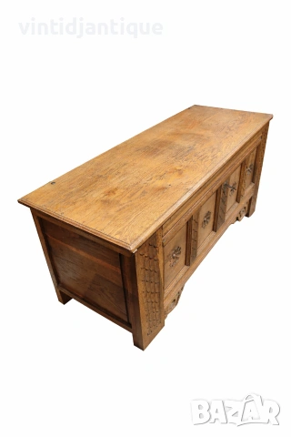 Ретро стил масивна дъбова ракла с богата дърворезба, снимка 3 - Скринове - 54064556