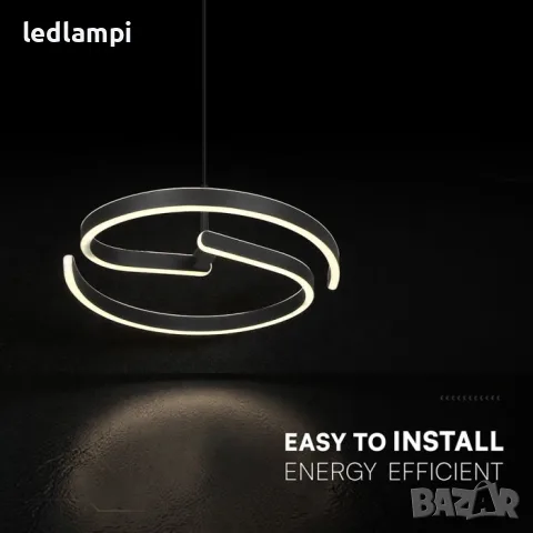 LED Полилей 25W Дизайн Черно Тяло Неутрално Бяла Светлина, снимка 4 - Полилеи - 24888324