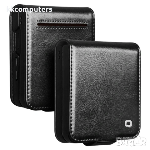 Кожен Калъф за Samsung Galaxy Z Flip7 5G QIALINO с Визитник, Стойка и Протектор – 2 цвята, снимка 8 - Калъфи, кейсове - 54640967