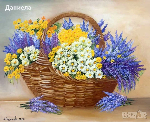 "Цветно ухание.", авторска картина с маслени бои.