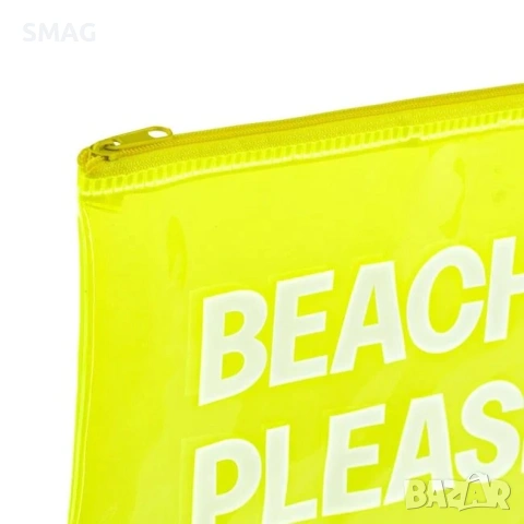 Прозрачен летен несесер BEACH PLEASE жълт флуо 21x16 см_1237017, снимка 2 - Други - 54707628