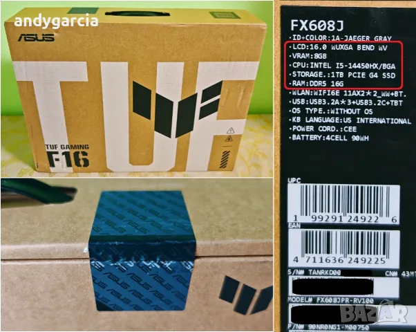 NVIDIA RTX 5070 8GB GDDR7/Intel Core i5-14450HX/16GB DDR5/1TB SSD NVME/16 FHD IPS 165hz/ASUS TUF F16, снимка 3 - Лаптопи за игри - 54873751