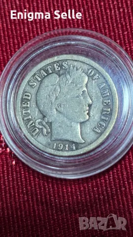 Сребърна монета 1 дайм  1892 - 1916 Barber Dime, снимка 2 - Нумизматика и бонистика - 55667880