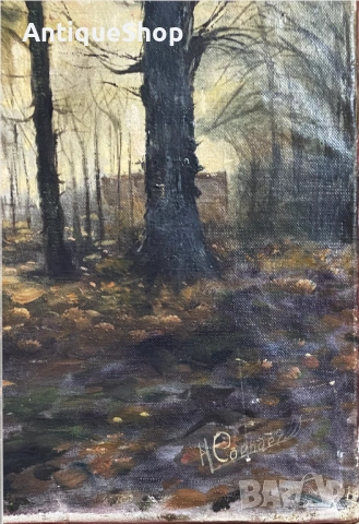 Картина. Горски пейзаж. Масло върху канава., снимка 4 - Картини - 54087614