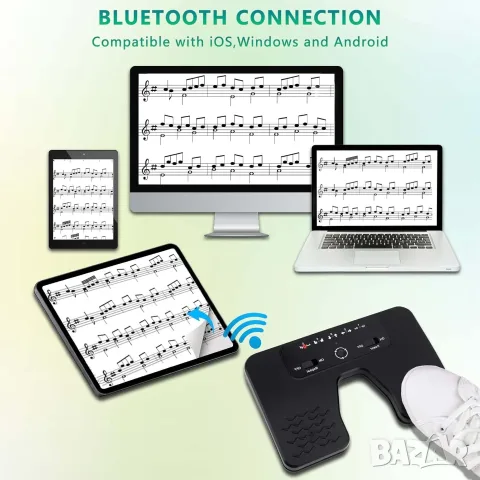 Tavsou Bluetooth музикален педал обръщане на страници за таблети смартфони или лаптоп