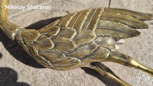 бронзова скулптура. фигура на чапла , снимка 8 - Декорация за дома - 54328867