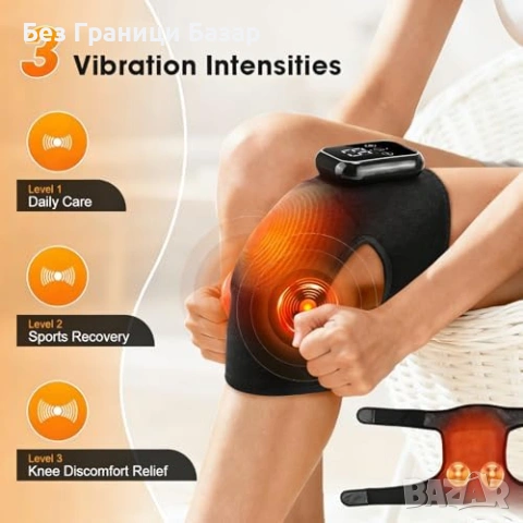 Нова Наколенка масажор с топлина за коляно рамо лакът 3 режима, загряване и вибрации, снимка 4 - Масажори - 53961080