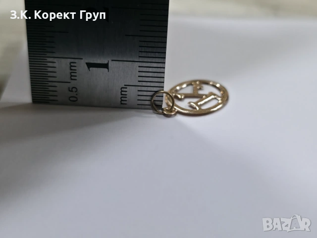 Златна висулка "К" 14К 585 / 0,16 гр., снимка 6 - Колиета, медальони, синджири - 54393542