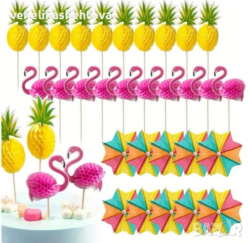 3D фламинго ананас хавайски топер на клечка разтварящи декорация торта мъфини 