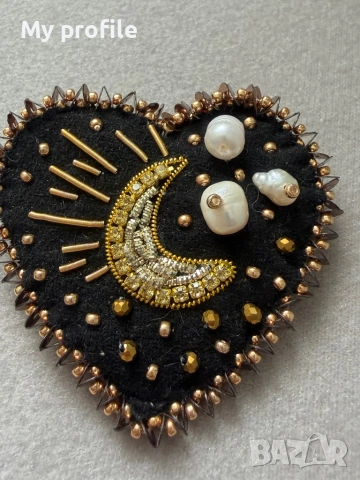 Handmade  брошка с естествени перли 