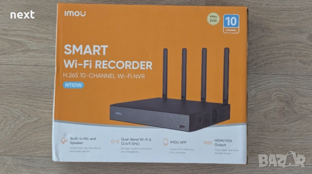 IMOU Wi-Fi  NVR 10-канален (мрежово записващо устройство за камери) Wi-Fi версия