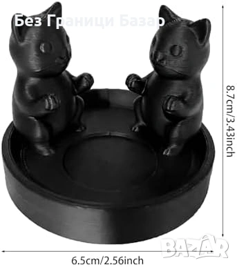 Нов Декоративен свещник черна котка за дом офис спалня рафт бюро 3D принт декор, снимка 3 - Други - 55153111