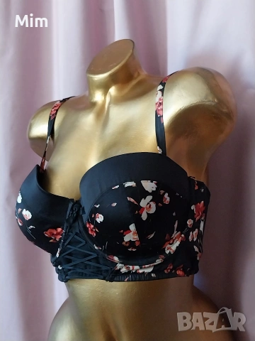 Hunkemoller 75 E Черен сатенен сутиен , снимка 4 - Бельо - 55055029
