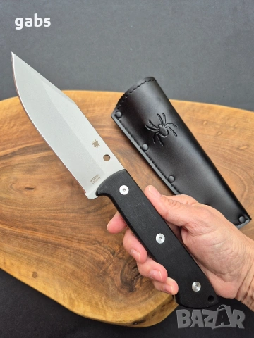 Фиксиран нож Spyderco Province FB45GP,фултанг с кожена кания, снимка 5 - Ножове - 53960323