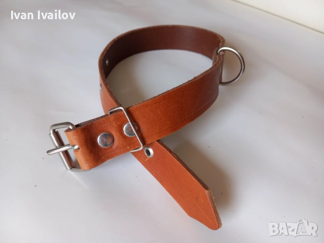 Натурален кожен нашийник (Керемида) – ширина 3 см / дължина 60 см, снимка 3 - За кучета - 54144680