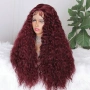 Тъмно червена Бургунди къдрава перука 70 см Lace Front 13x4x1, снимка 4
