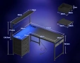 Геймърско бюро Coleshome LED 110x80 с чекмеджета, снимка 8