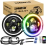 7 inch 7 инчa RGB LED Диодни фарове джип Jeep Wrangler JK LJ Lada Niva Golf 2 Cherokee Angel Eye, снимка 2