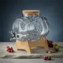 Стъклено буре 3 л с дървена поставка и кран, снимка 2