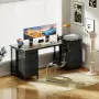 Бюро Coleshome с 6 чекмеджета, 160x52 см, вграден контакт и USB порт, бюро за компютър , снимка 2