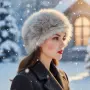 Дамска шапка с дълъг пухкав косъм – топлина и класа през зимата, снимка 1