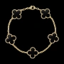 Van Cleef & Arpels VCA 5 Motifs Gold Black Onyx Vintage Alhambra Дамска Гривна, снимка 8