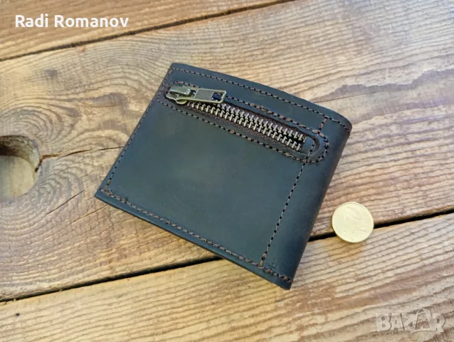 Ръчно изработен джобен мъжки кожен портфейл , снимка 4 - Портфейли, портмонета - 55420312