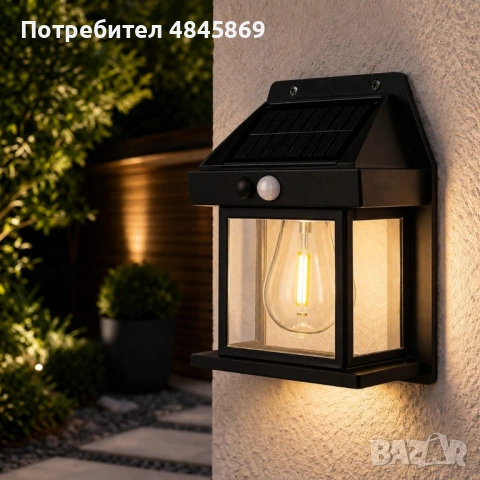 Соларна стенна лампа със сензор за движение, снимка 2 - Соларни лампи - 54930895