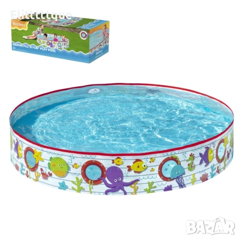 Детски басейн с твърди стени Ocean Fun 152 x 25 см, 435 л – Морски дизайн, без надуване, снимка 8 - Други стоки за дома - 54937460