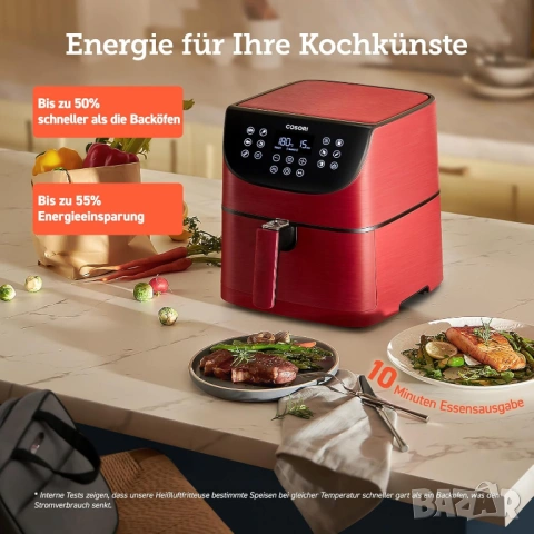 Еър Фрайър Cosori CP158 Air Fryer 5.5L Red, снимка 2 - Мултикукъри - 54698825