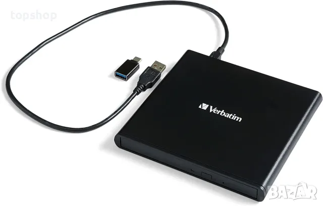 Чисто Ново Запечатано Външно записващо устройство Verbatim Slimline CD/DVD Writer (USB 2.0, черно) 