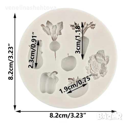 Морков зеле домат ряпа силиконов молд форма за шоколад гипс фондан за декорация на торта , снимка 2 - Форми - 54128262
