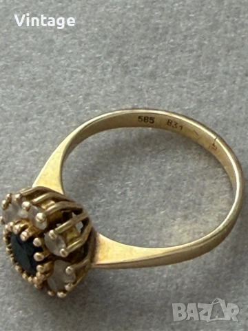 Старинен златен пръстен с естествени камъни , снимка 10 - Пръстени - 54304792