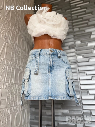 Bershka дамска къса дънкова пола , снимка 5 - Поли - 51134022