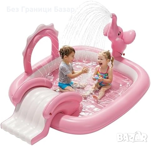 Нов Детски надуваем басейн с пързалка и пръскалки 183 см за двор градина игра дете