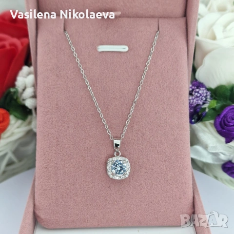 Square Crystal Pendant 💎 | сребристо колие