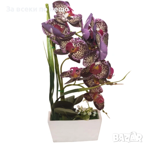 Изкуствена орхидея в бяла кашпа, 4 цвята Код P2183, снимка 2 - Изкуствени цветя - 54176574