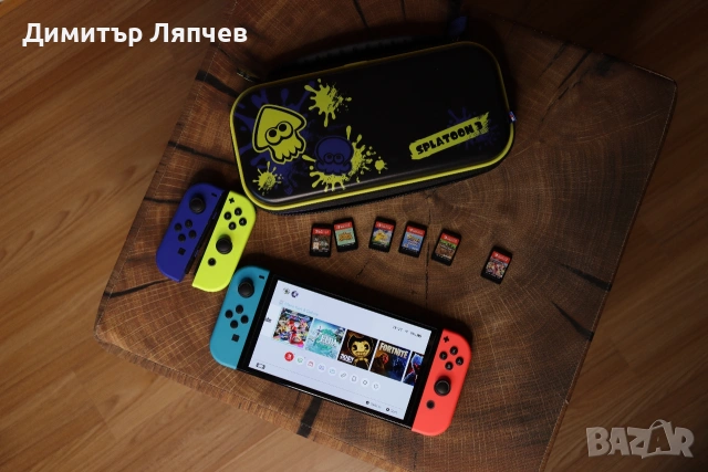 Пълен Премиум Комплект Nintendo Switch OLED + 4 бр. Joy-Con + 6 ТОП Игри и Калъф
