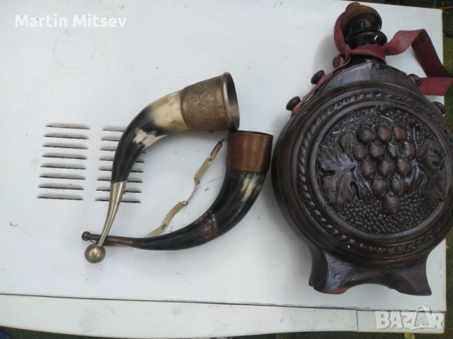 Соц Стара Традиционна Българска Керамична Бъклица за Вино Ракия, снимка 2 - Антикварни и старинни предмети - 54714397