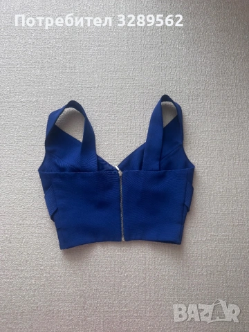 Син топ Cliche XS, снимка 2 - Корсети, бюстиета, топове - 54077781