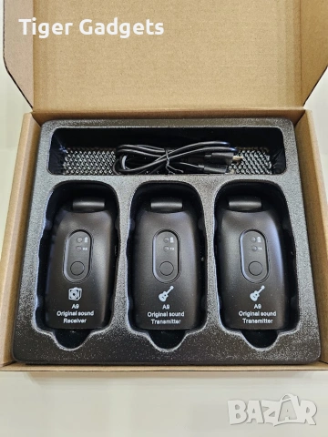 A9 Wireless Guitar System 2.4GHz – Безжична система за китара, бас и музикални инструменти (2TX + 1R, снимка 10 - Китари - 54958238