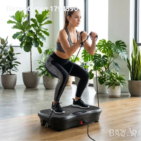 Вибрационна платформа 150W с Bluetooth, дистанционно и ластици – до 150 кг, снимка 4 - Фитнес уреди - 55629274