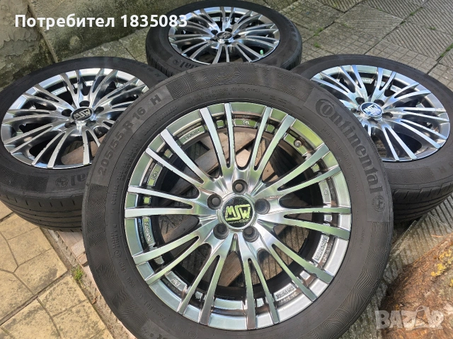Лети джанти 16ки 5х100 MSW O.Z.Racing + летни гуми 205/55/16 Continental