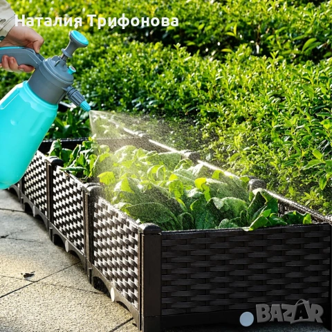 Модулна повдигната леха 120x40x22 см – За зеленчуци, билки и цветя, UV устойчива, кафява, снимка 3 - Декорация за дома - 55002832
