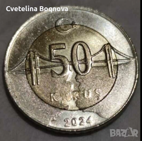 Дефектна монета Турция 50 куруша 2024 - липсваща буква и изместен център