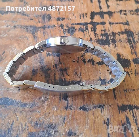 часовник Q&Q позлатен и сребрист кварцов с каишка неръждаема стомана антикварен, снимка 6 - Мъжки - 55579209