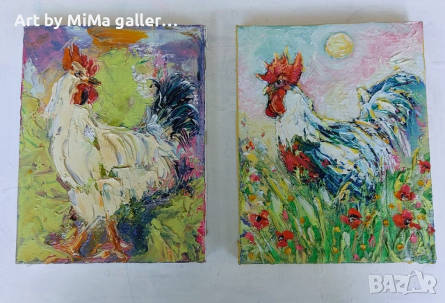 Цветя в синя ваза  масло / платно Art by MiMa картина kartina, oil on canvas painting