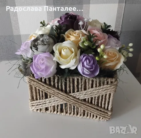 Кошници и Кутии със Сапунени Рози- Подаръци, снимка 14 - Ръчно изработени сувенири - 55354569